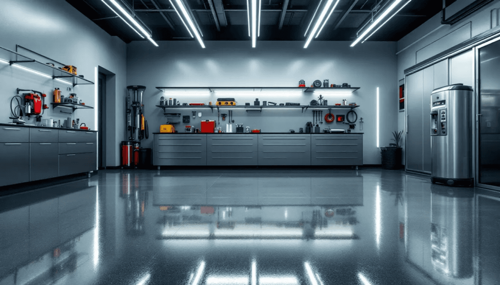 An example of a durable epoxy garage floor coating in a modern garage.