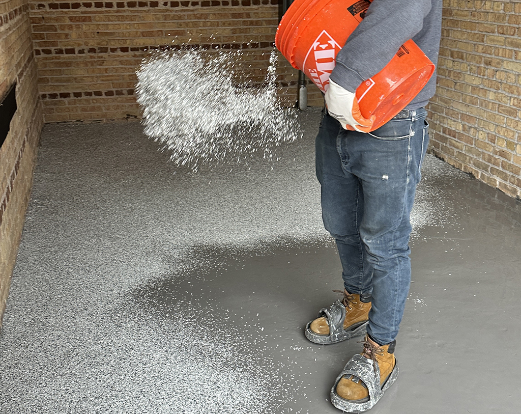 person adding flakes