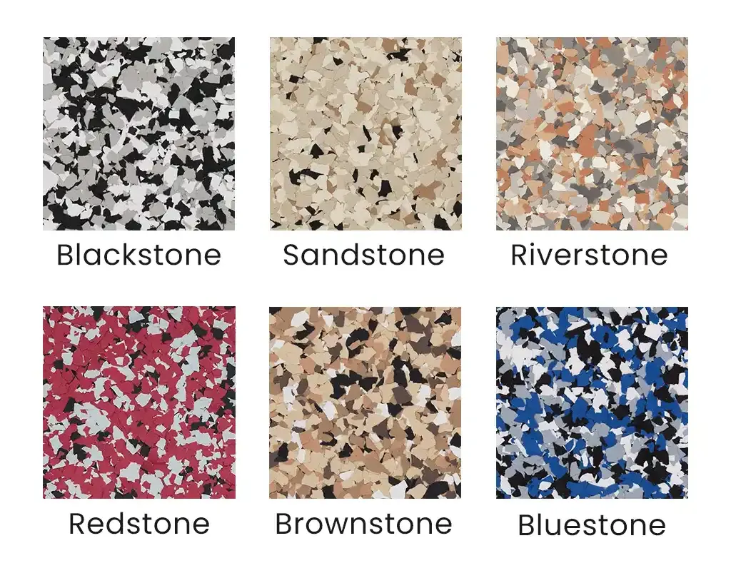 different color flakes and chips for epoxy floors