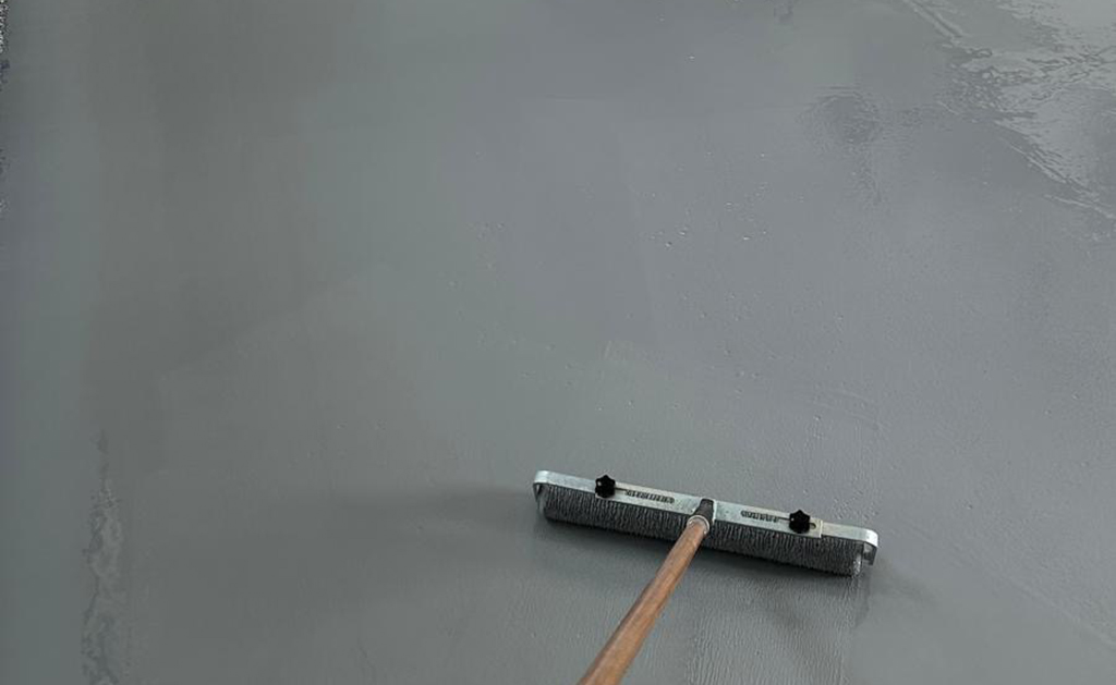 Concrete coating installation in progress