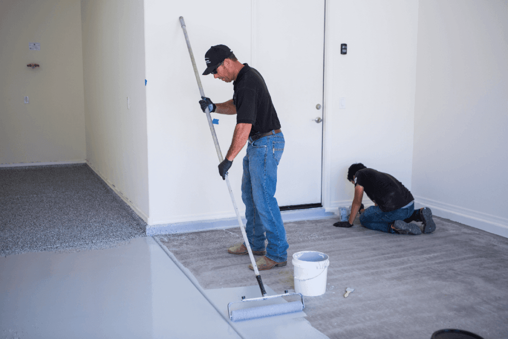 applying polyurea garage floor