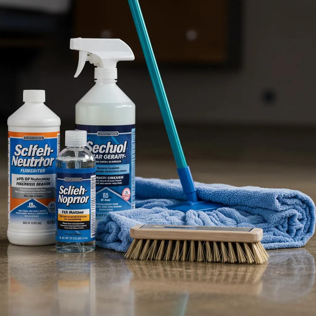 Selection of safe cleaning products and tools for epoxy garage floors