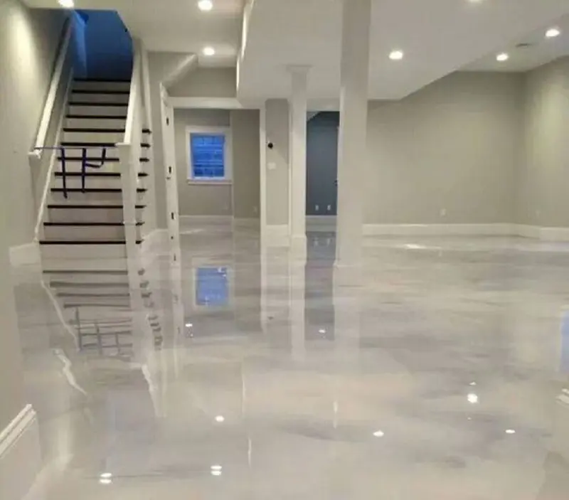 epoxy metallic basement floor