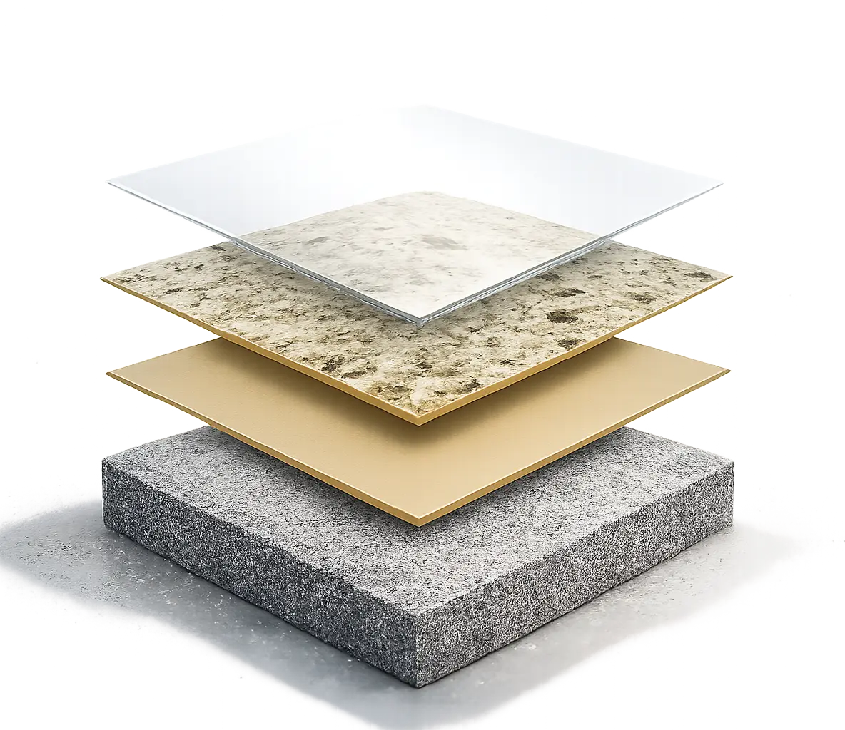 The Image shows coating layers on concrete floor