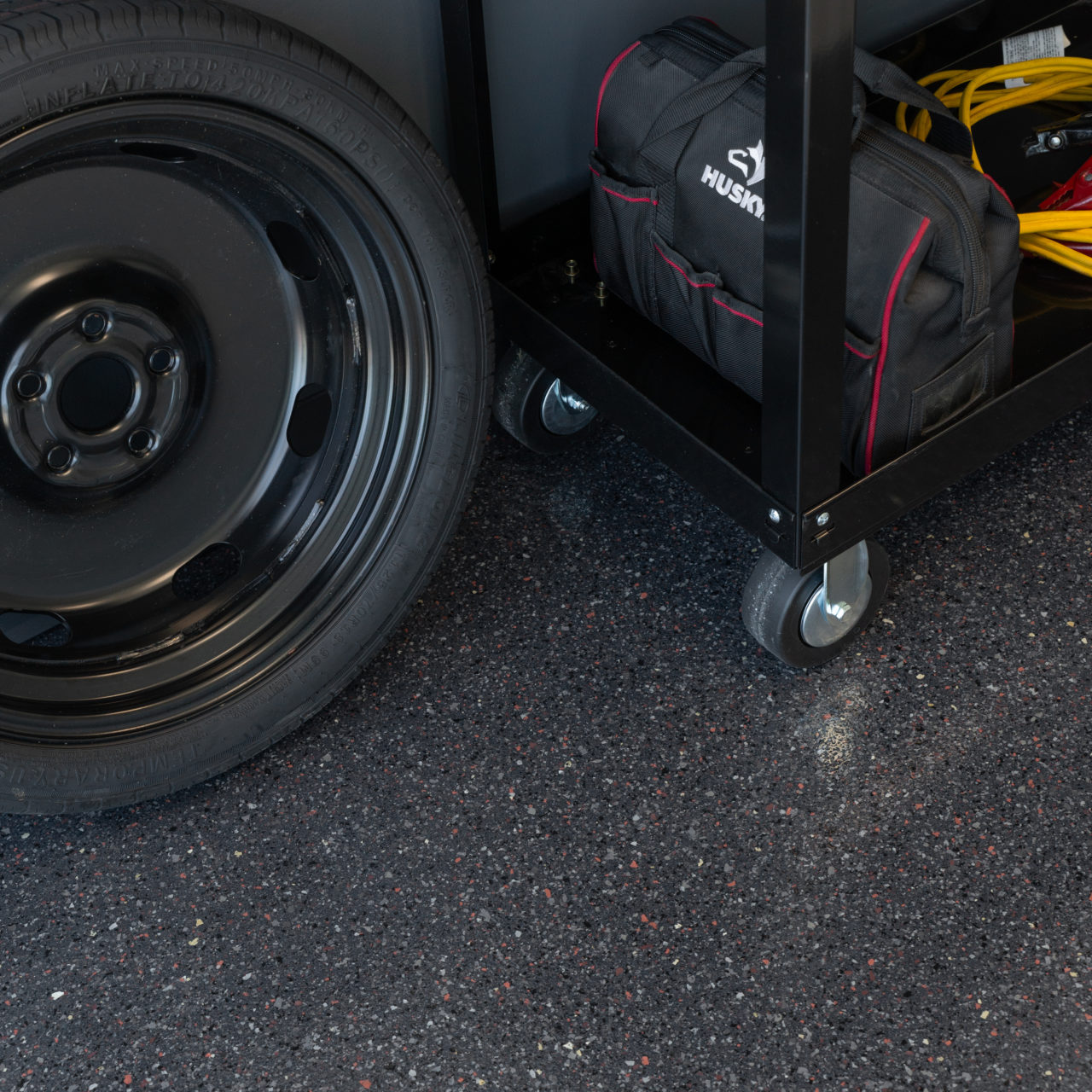 epoxy flake color blacktop in garage