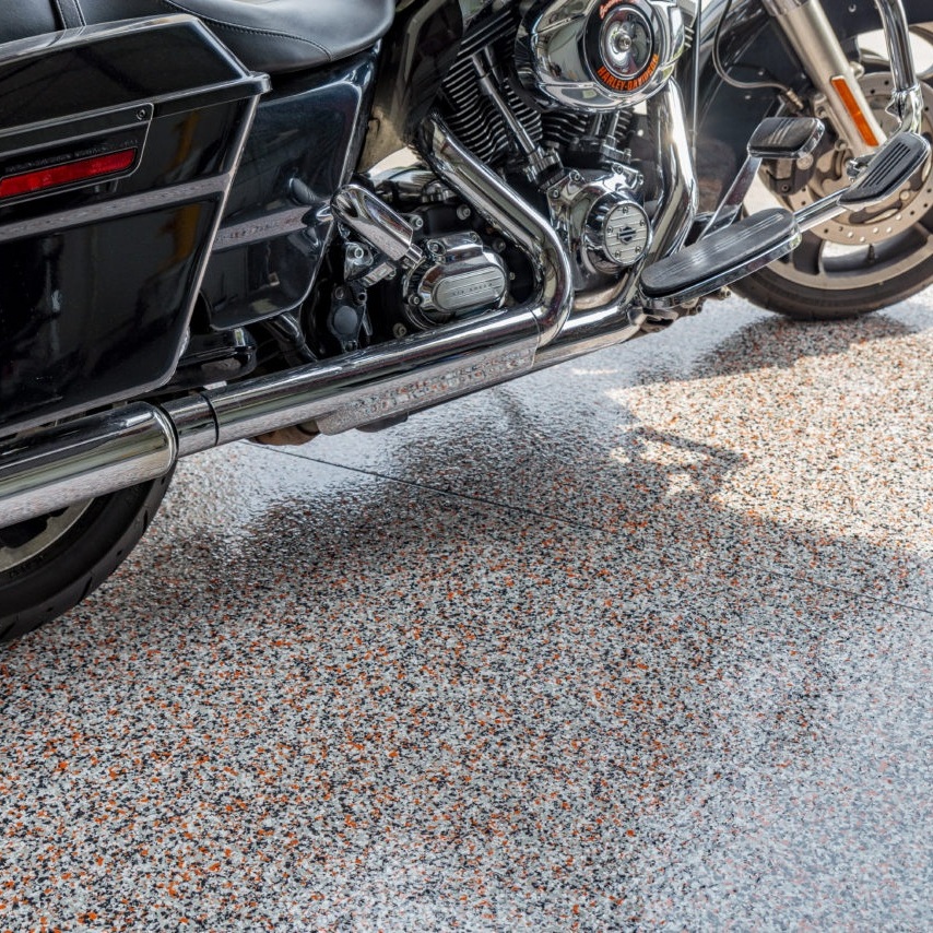 epoxy flake color hog in garage