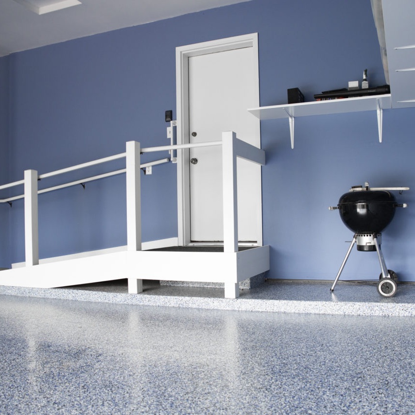epoxy flake color orbit in garage