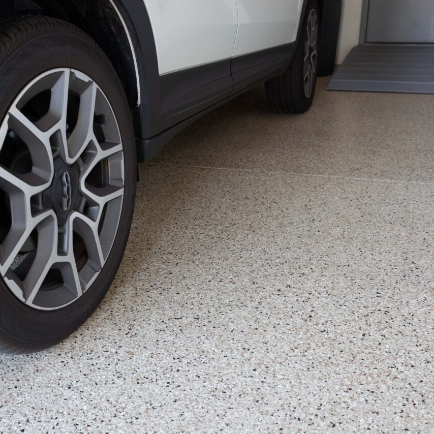 epoxy flake color shoreline in garage