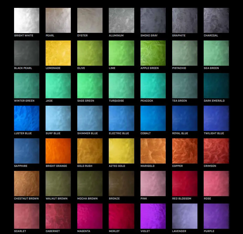 Metallic epoxy color and design options